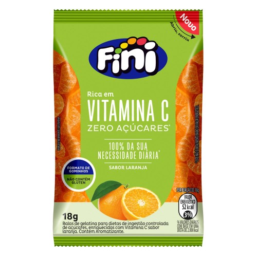 Fini Bem-Estar Bala de Gelatina de Vitamina C com Sabor de Laranja com 18g