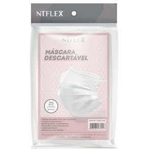 Máscara Descartável NTFlex Branco com Elástico 25 Unidades