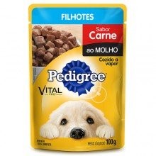 Ração Úmida Pedigree Filhotes Carne Molho Sachê 100g