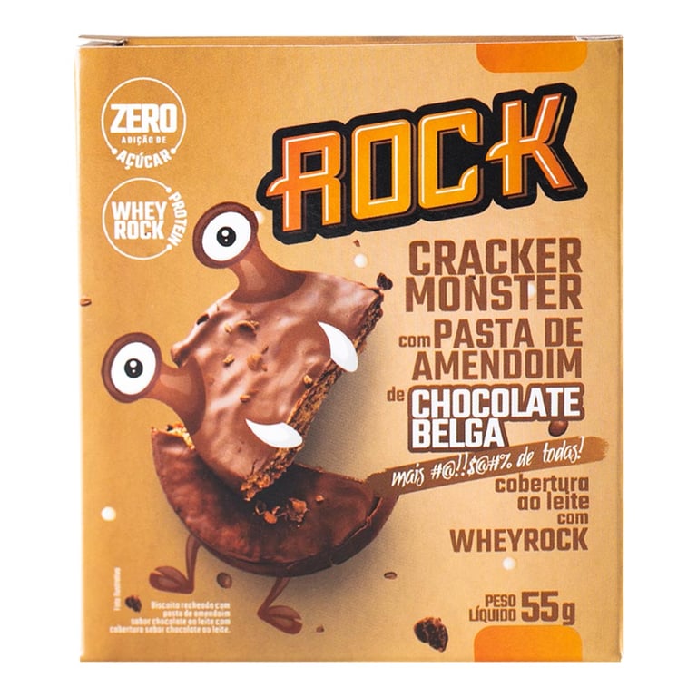 Cracker Monster Rock Pasta de Amendoim de Chocolate Belga 55g