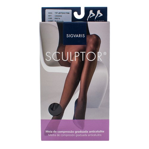 Legging Anticelulite Sigvaris Sculptor 15-20mmHg GG (Tamanho Extra Grande) Curto (GG1) Cor Preta