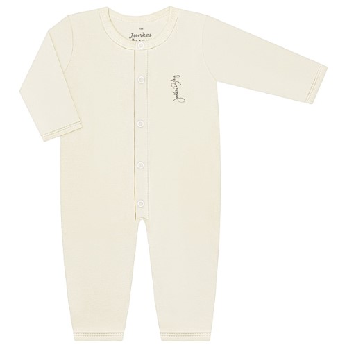 Macacão longo para bebê em suedine Off White - Junkes Baby