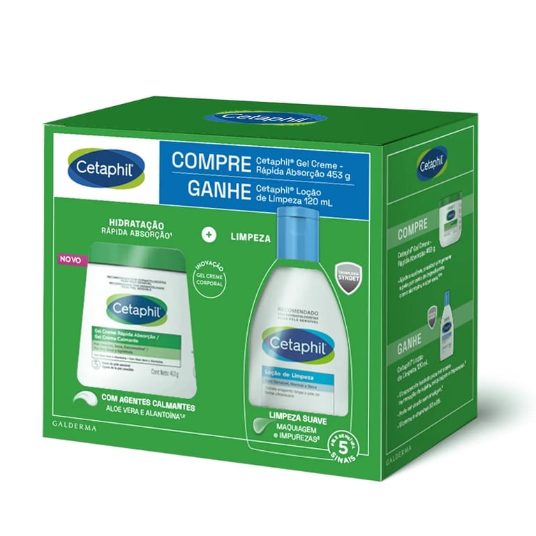 Kit Cetaphil Gel Creme Rápida Absorção 453g + Loção de Limpeza 120ml