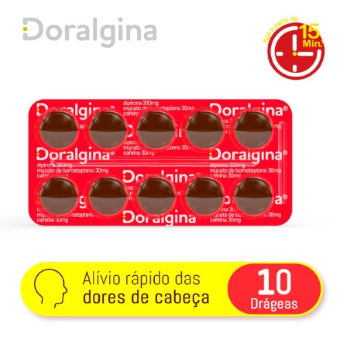 Doralgina Dipirona Sódica 300mg + Isometepteno 30mg + Cafeína 30mg 10 drágeas