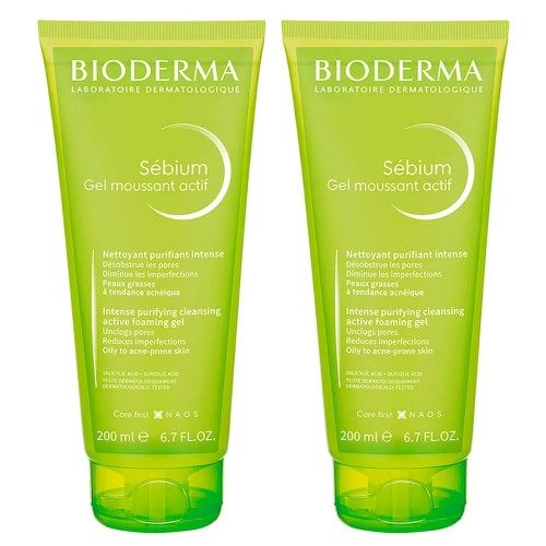 Bioderma Sébium Actif Kit com 2 Unidades - Gel de Limpeza Antioleosidade - 200ml