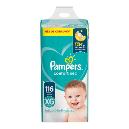 Fralda Pampers Confort Sec Xg 116 Unidades