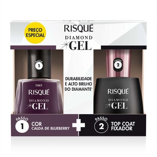 Esmalte Risque Kit Diamond Gel Calda Blueberry