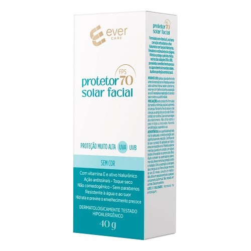 Protetor Solar Facial Ever Care FPS70 Sem Cor 40g