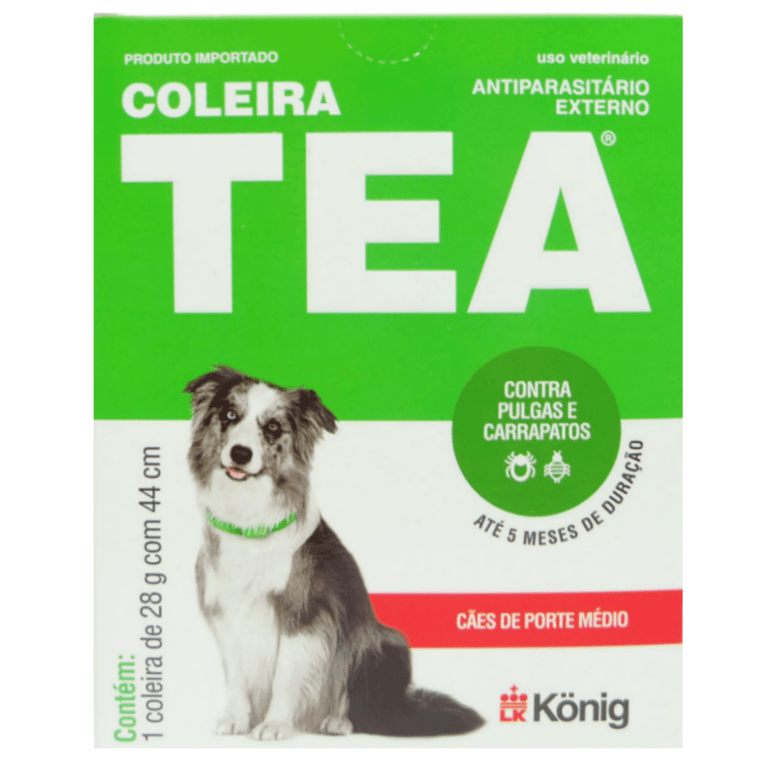 Coleira Contra Pulgas e Carrapatos TEA 327 Cães de Porte Médio König 28g c/ 44cm