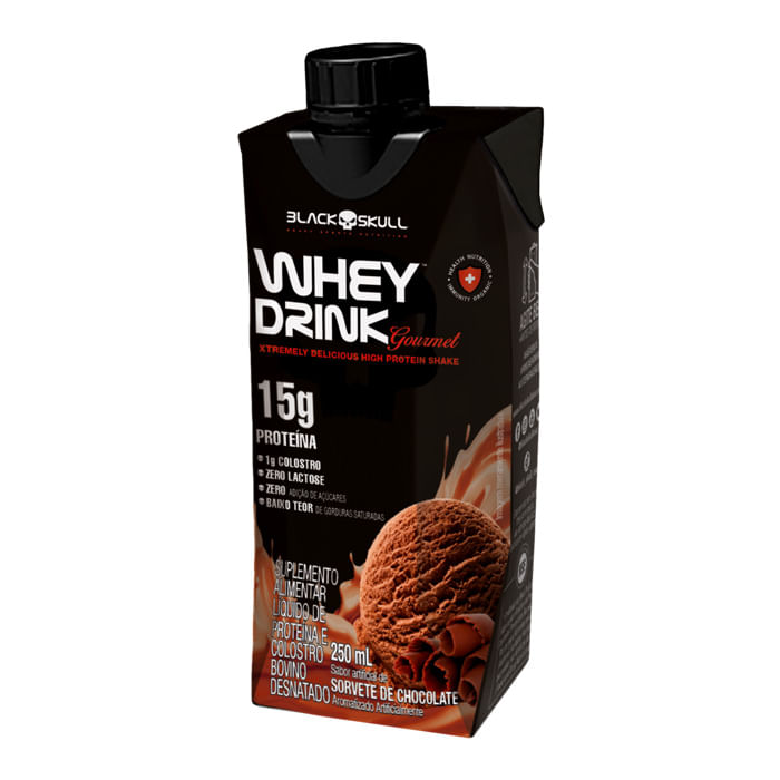 Whey Drink Gourmet Black Skull Sabor Sorvete de Chocolate 250ml