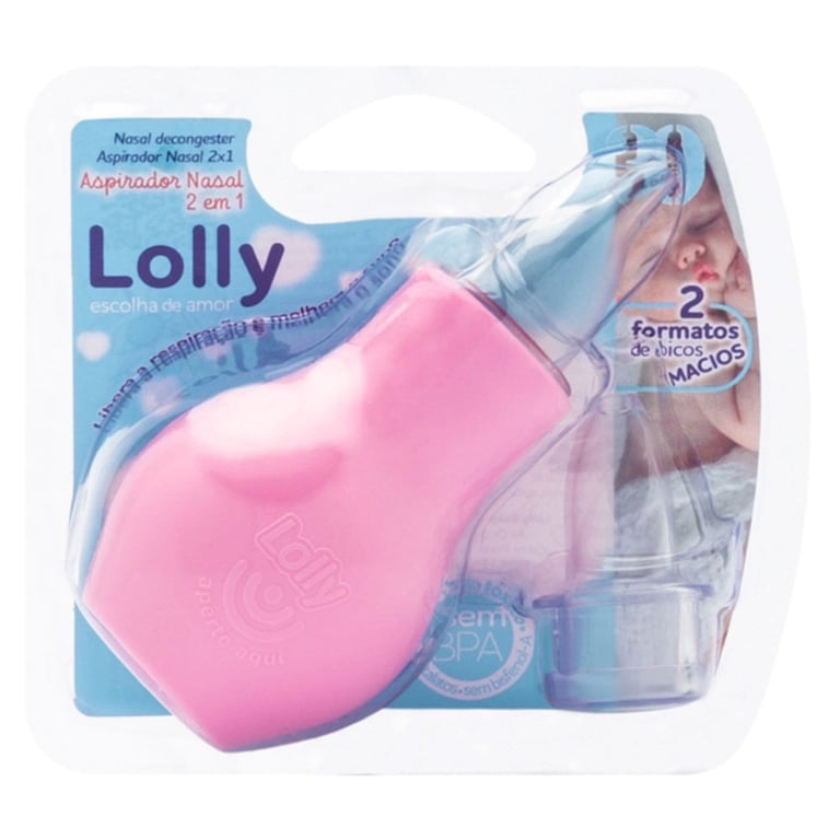 Aspirador Nasal Lolly 0 a 6 meses, rosa com 1 unidade