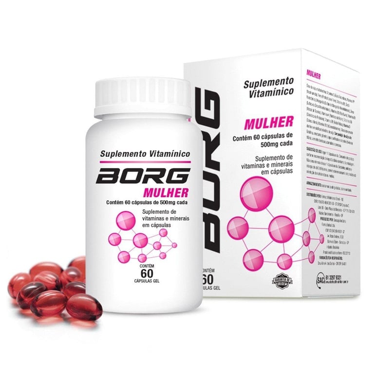 Borg Mulher 500mg, frasco com 60 cápsulas em gel