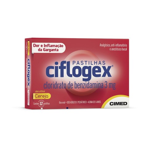 Pastilha Ciflogex 3mg Sabor Cereja 12 unidades