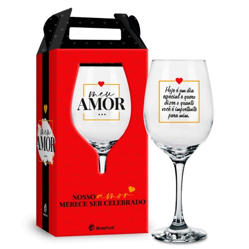 Taça de Vinho BrasFoot Meu Amor Dia Especial 385ml