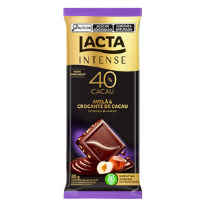 Chocolate Lacta Intense Nuts 40% Cacau Avelã e Crocante 85g