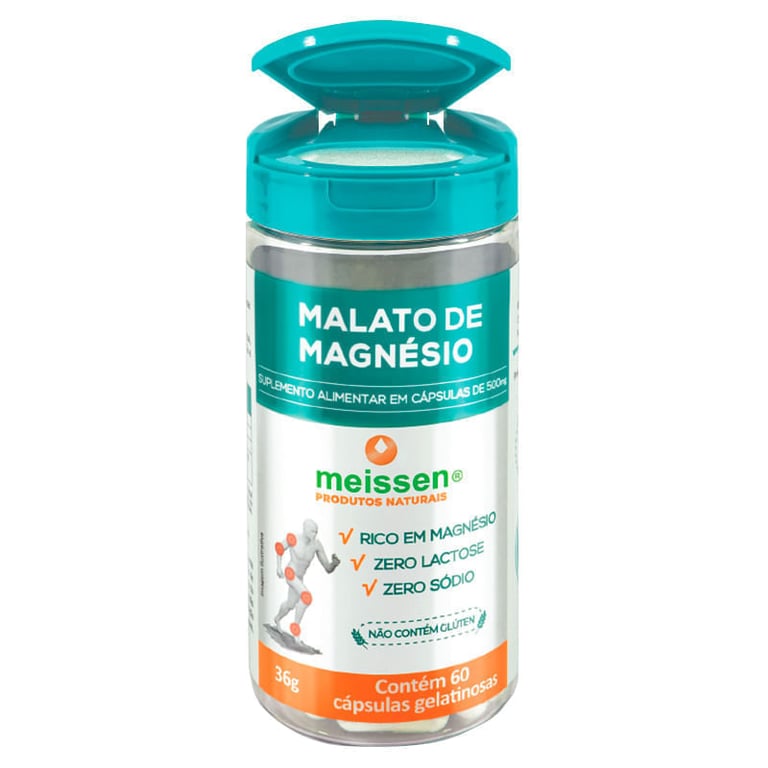 Malato de Magnésio 500mg Meissen 60 cápsulas