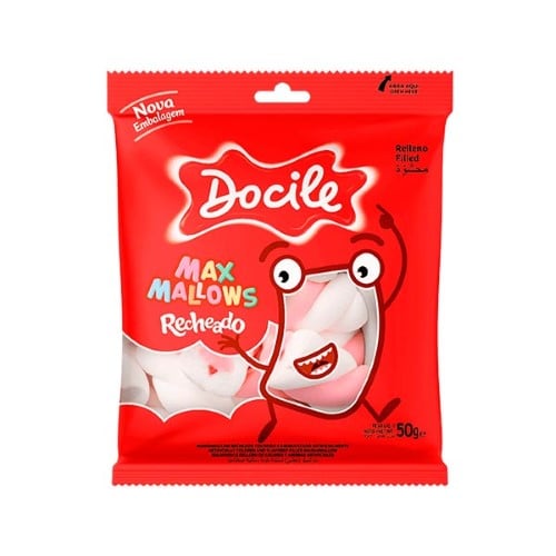 Maxmallows Docile Rech Rosa/Branco/Morango 50G