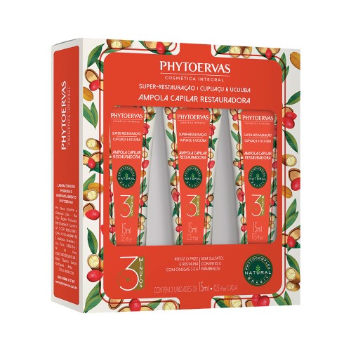 Phytoervas Ampolas Super Restauração Kit – 3 Ampolas Cupuaçu e Ucuuba