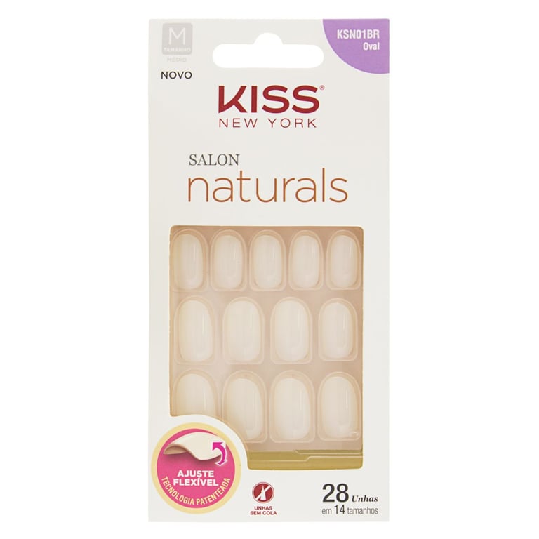 Unhas Postiças Kiss NY - Salon Natural Médio Oval