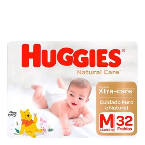 Fralda Huggies Natural Care M 32 Unidades