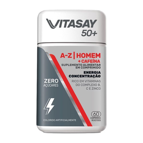 Suplemento Vitamínico Vitasay 50+ Homem A-Z + Cafeína 60 Comprimidos