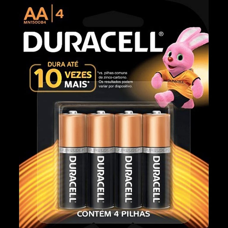 Pilha Alcalina Duracell Pequena AA 4 Unidades