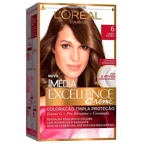 Tintura Permanente Imédia Excellence 6 Louro Escuro + Creme