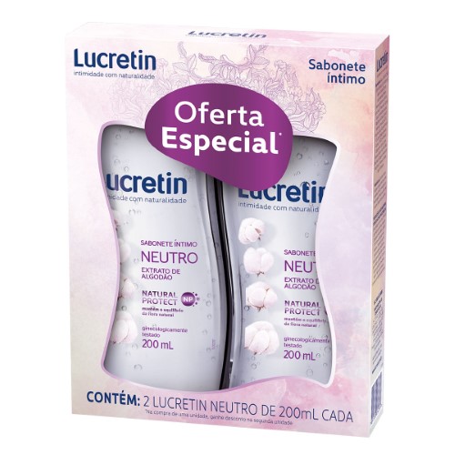 Sabonete Íntimo Lucretin Neutro 2 Unidades de 200ml cada Oferta Especial