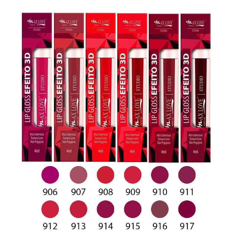 Lip Gloss Efeito 3D 910 Vinho - Gloss Labial 4ml