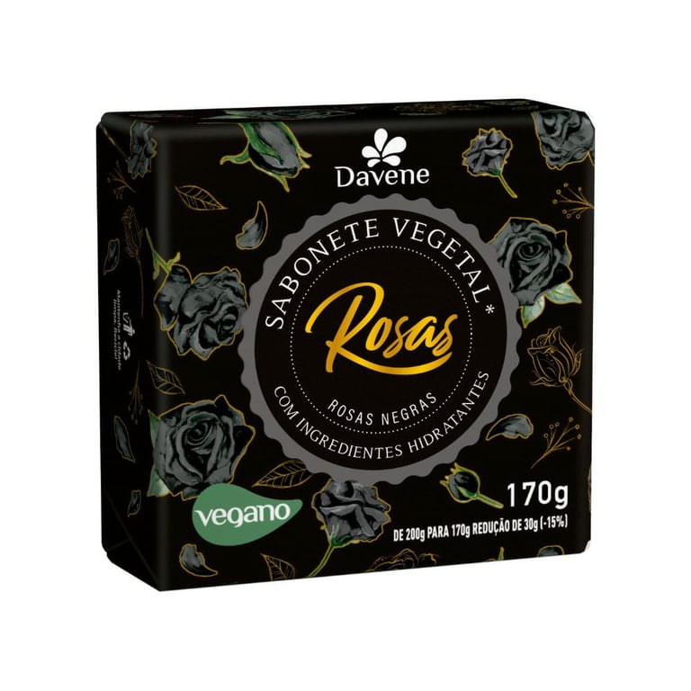 Sabonete Em Barra Davene Vegetal Rosas Negras 170g