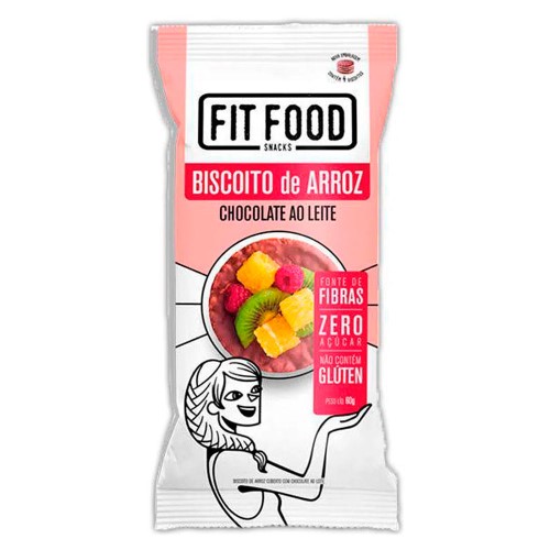 Biscoito de Arroz Fit Food Sabor Chocolate ao Leite com 60g