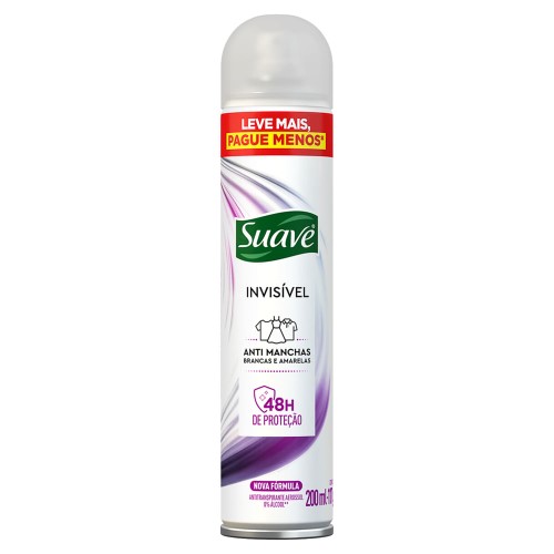 Desodorante Antitranspirante Aerosol Suave Invisível Anti Manchas Brancas e Amarelas 200ml