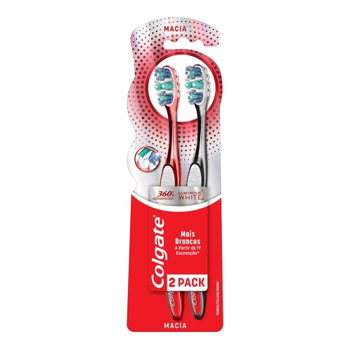 Escova Dental Colgate 360º Luminous White 2 Unidades