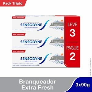 Sensodyne Creme Dental Branqueador Extra Fresh 3 Unidades 90g cada