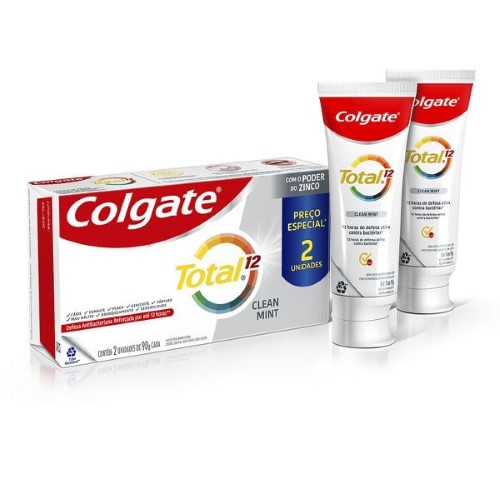 Creme Dental Colgate Total 12 Clean Mint 90g Promo 2 un c 25% de desconto