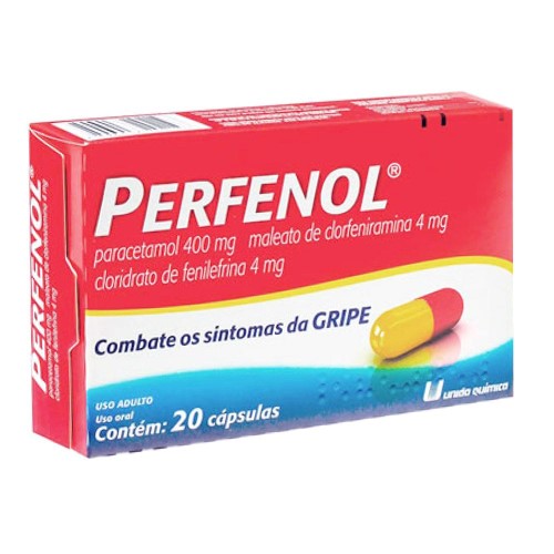 Perfenol Paracetamol 400mg + Cloridrato Fenillefrina 4mg + Maleato de Clorfeniramina 4mg 20 cápsulas