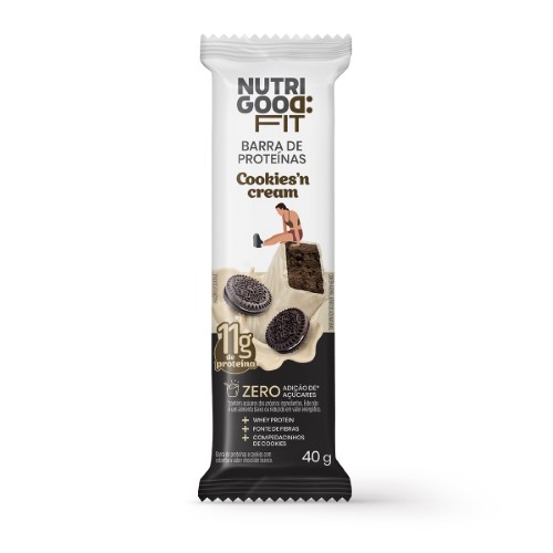 Barra de Proteína Nutrigood Zero Açúcar Cookies e Cream 40g