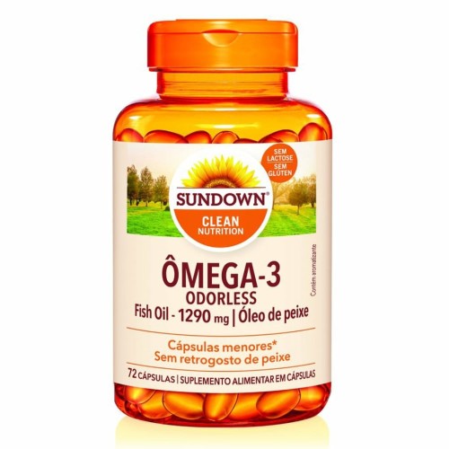 Ômega 3 Sundown Naturals Fish Oil Odorless Premium 72 Cápsulas