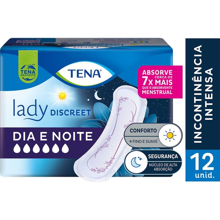 Absorvente Tena Lady Discreet Dia E Noite 12 Unidades