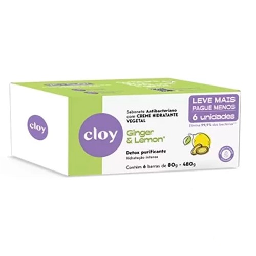 Sabonete em Barra Cloy Antibacteriano Ginger & Lemon 6 unidades de 80g