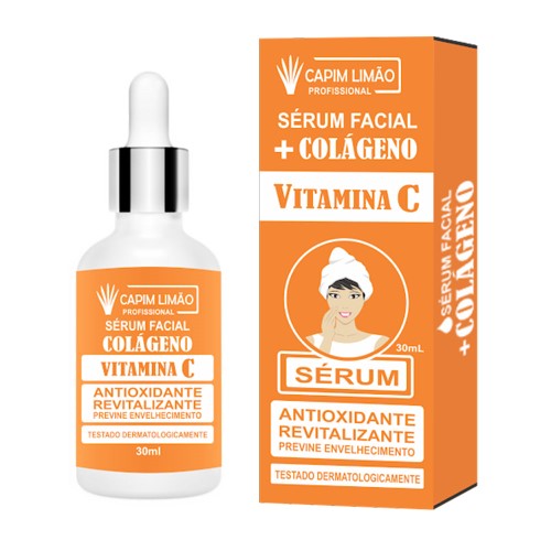 Sérum Facial Capim Limão Colágeno + Vitamina C Antioxidante 30ml