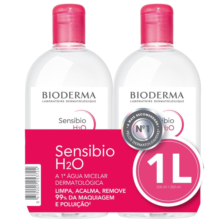 Água Micelar Bioderma Sensibio H2o Dermatológica Calmante 2 Unidades de 500ml Cada