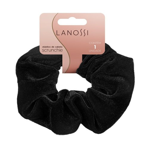 Elástico De Cabelo Lanossi Scrunchie Velvet Black 1 Unidade