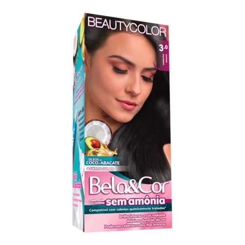 Coloração Permanente Beauty Color Bela&Cor Sem Amônia Castanho Escuro 3.0