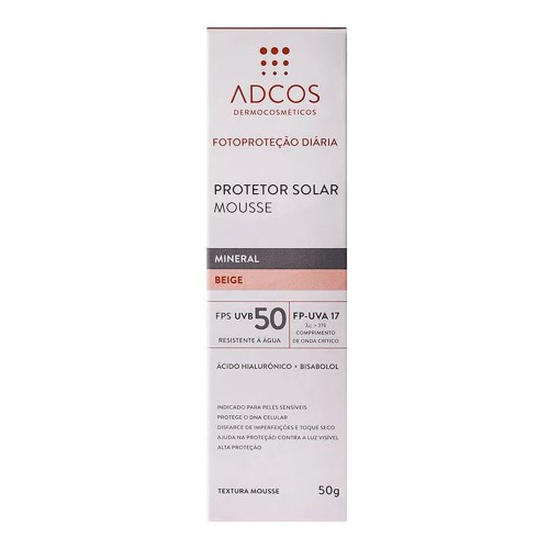 Fotoprotetor Adcos Mousse Mineral FPS50 Cor Bege 50g