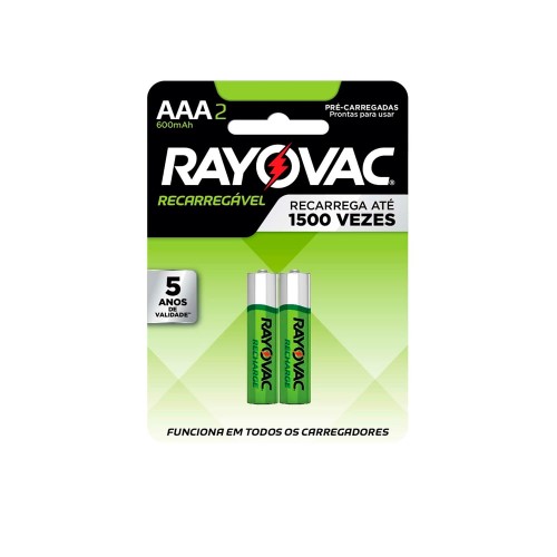 Pilha Rayovac AAA Recarregável Palito 1,2V com 2 Unidades