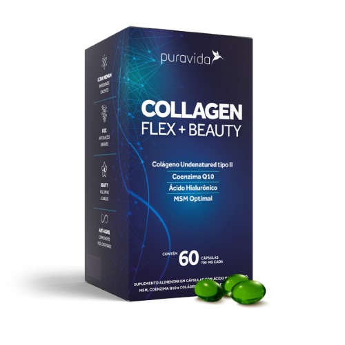 Suplemento Alimentar Collagen Flex + Beauty Puravida 60 cápsulas