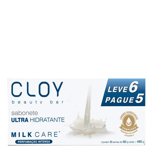 Sabonete em Barra Cloy Ultra Hidratante Milk Care 6 unidades de 80g