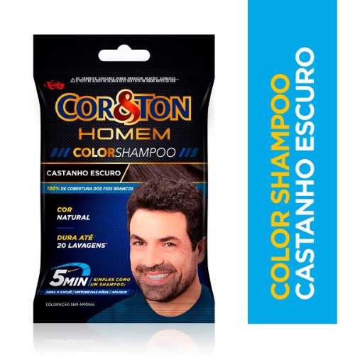 Shampoo Color Tonalizante Niely Cor&Ton Men Castanho Escuro Shachê 20g