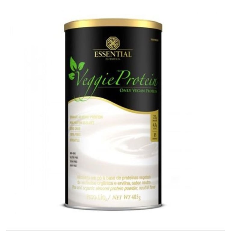 Alimento De Proteina Vegetal De Amêndoas Essential Veggie Protein Sabor Neutro 405g